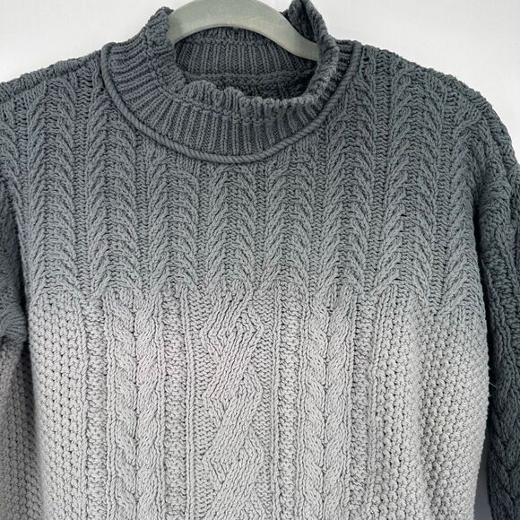 Anthropologie Dip-Dye Marci Pullover Cotton Sweater in Gray Cableknit Size XS - Picture 10 of 13